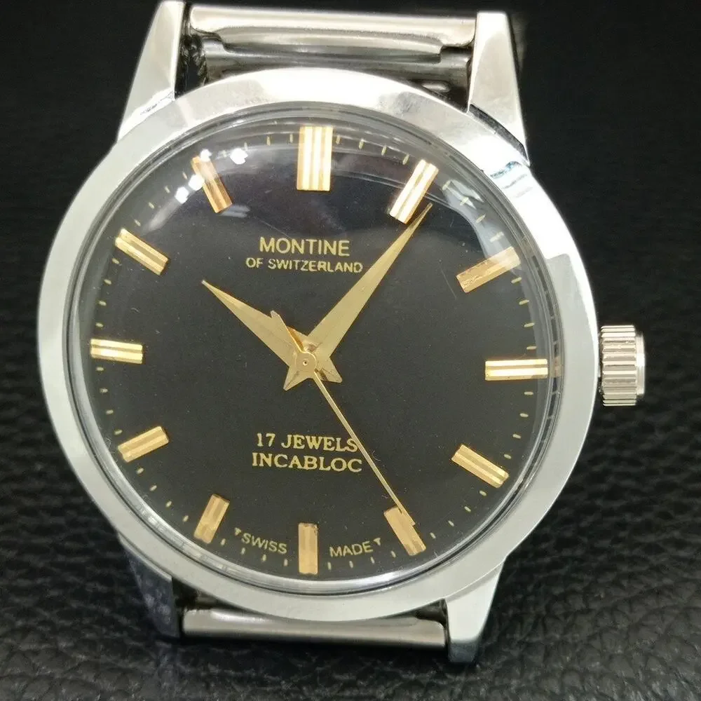 Vintage 1988 Montine Of Switzerland Manual Mens Silver Watch W/Mesh Strap